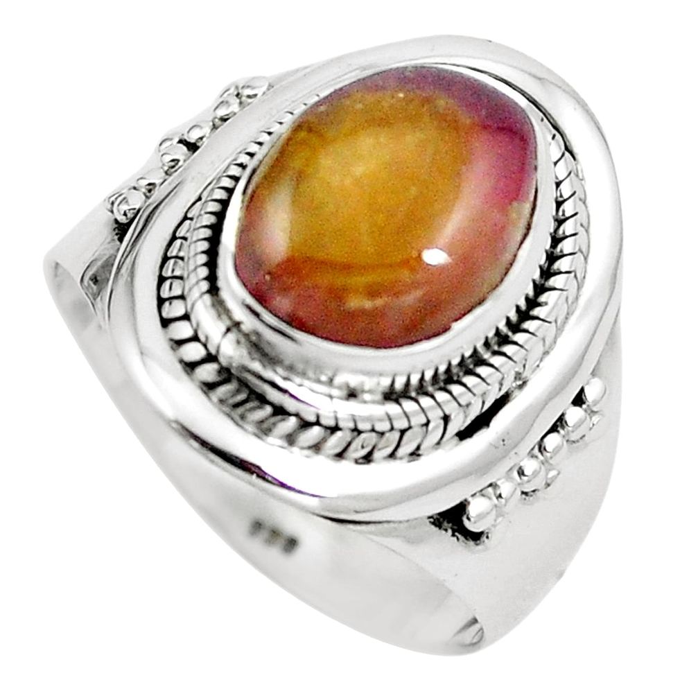 Natural pink bio tourmaline 925 sterling silver ring jewelry size 7 m82685