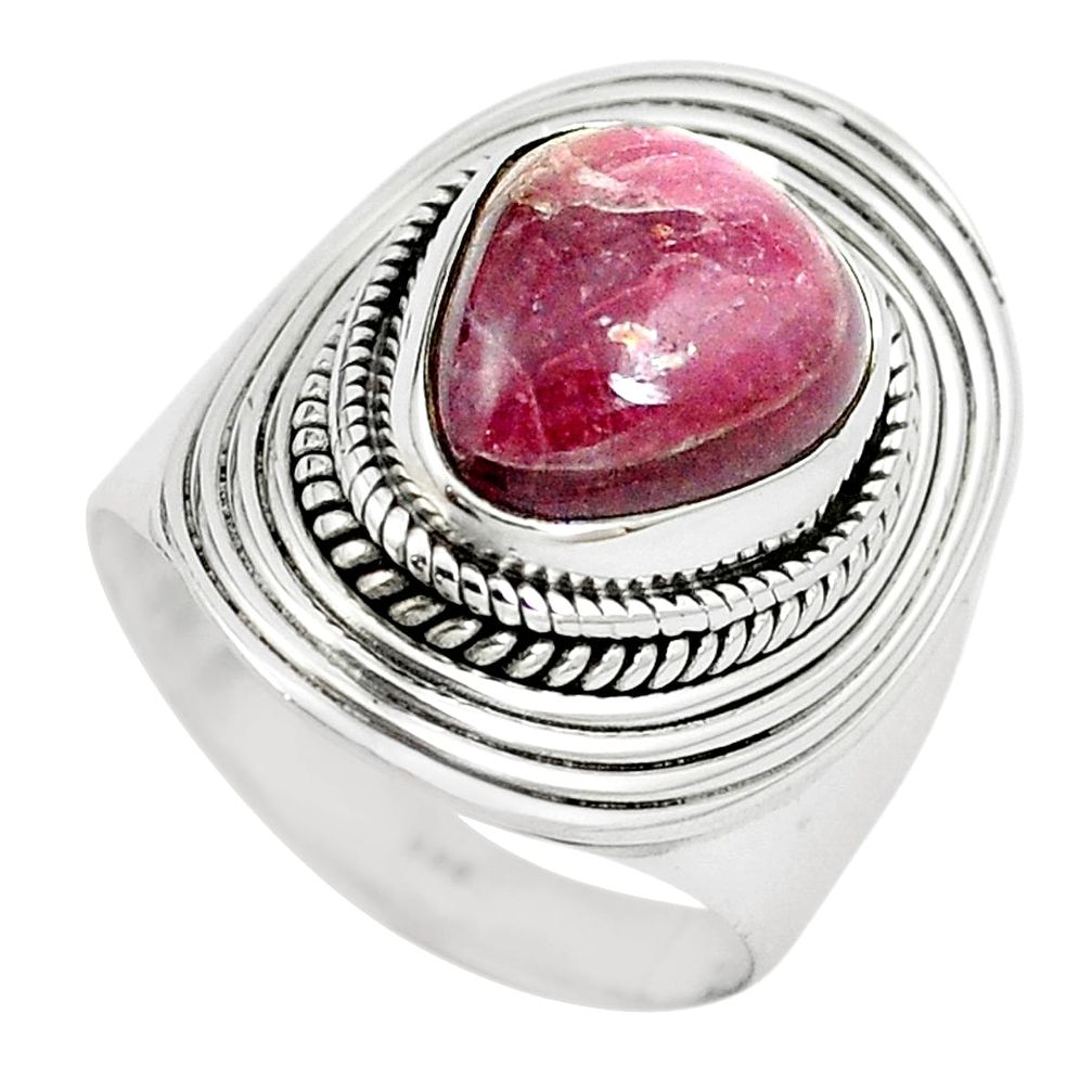 925 sterling silver natural pink bio tourmaline ring jewelry size 6.5 m82696