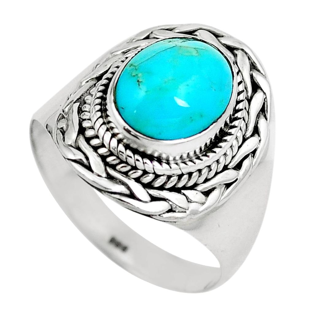 Blue sleeping beauty turquoise 925 sterling silver ring size 8 m82714