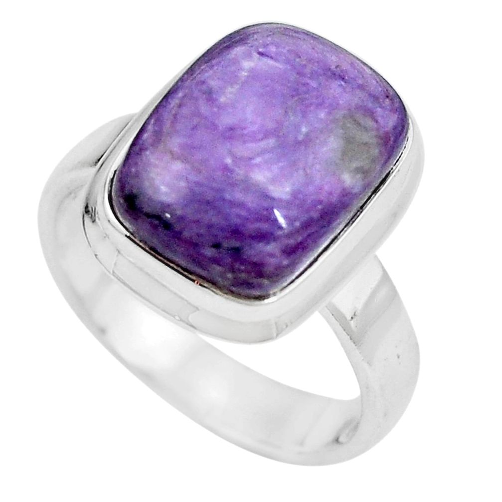 7.51cts natural purple charoite (siberian) 925 silver ring size 7.5 m83002