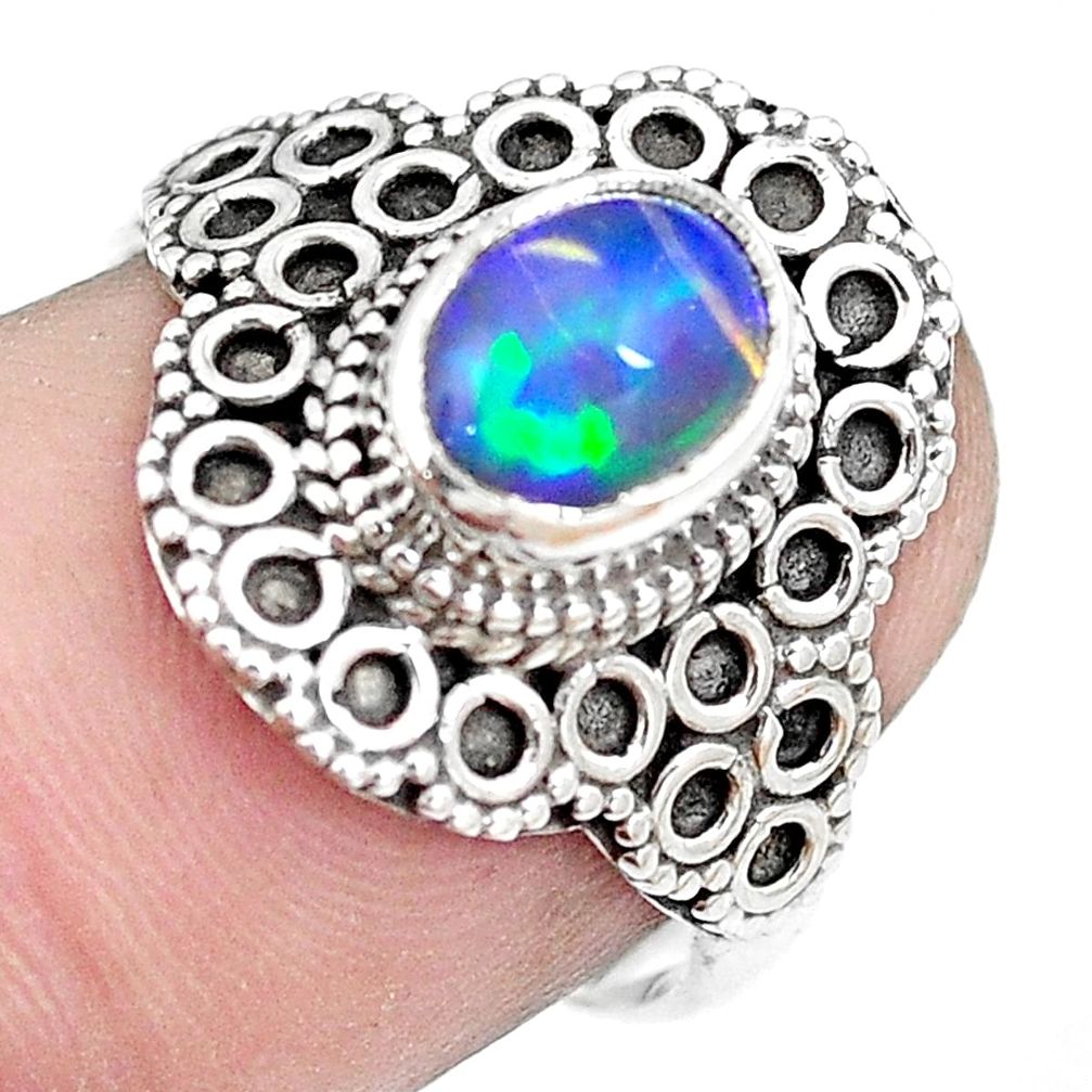 2.33cts natural ethiopian opal 925 sterling silver ring size 7 m83097