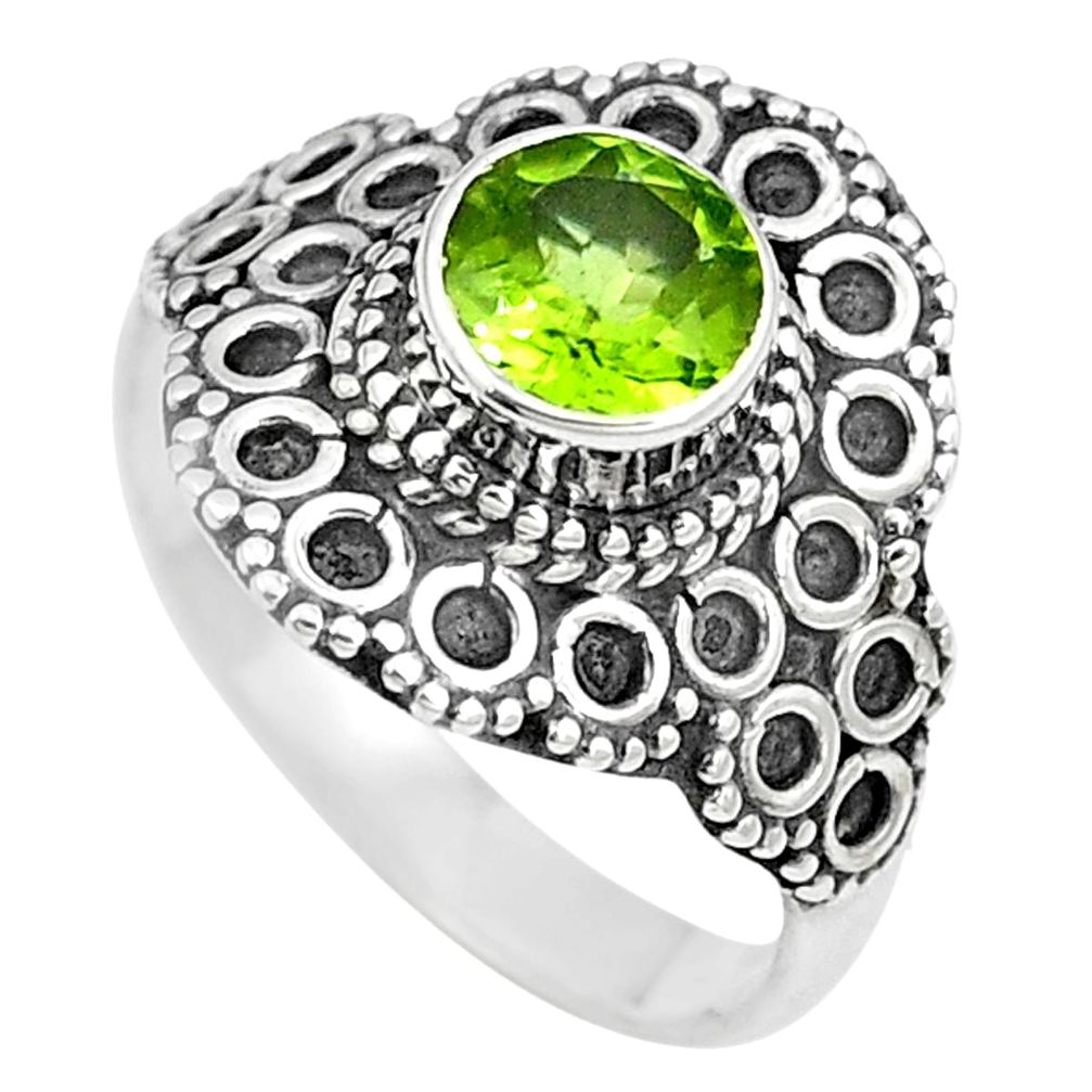 1.48cts natural green peridot 925 sterling silver ring jewelry size 5.5 m83109