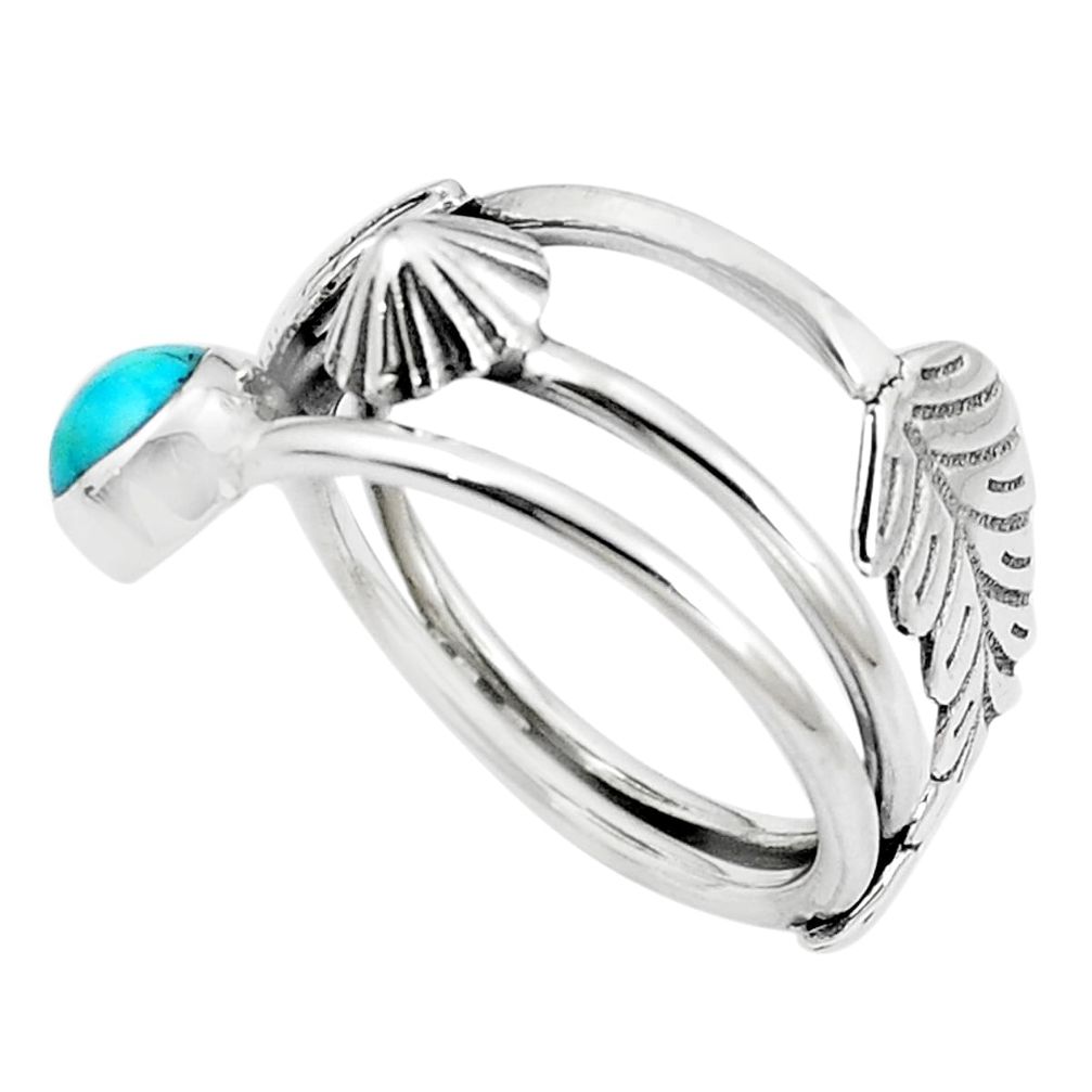 925 sterling silver blue copper turquoise deltoid leaf ring size 7 m83584