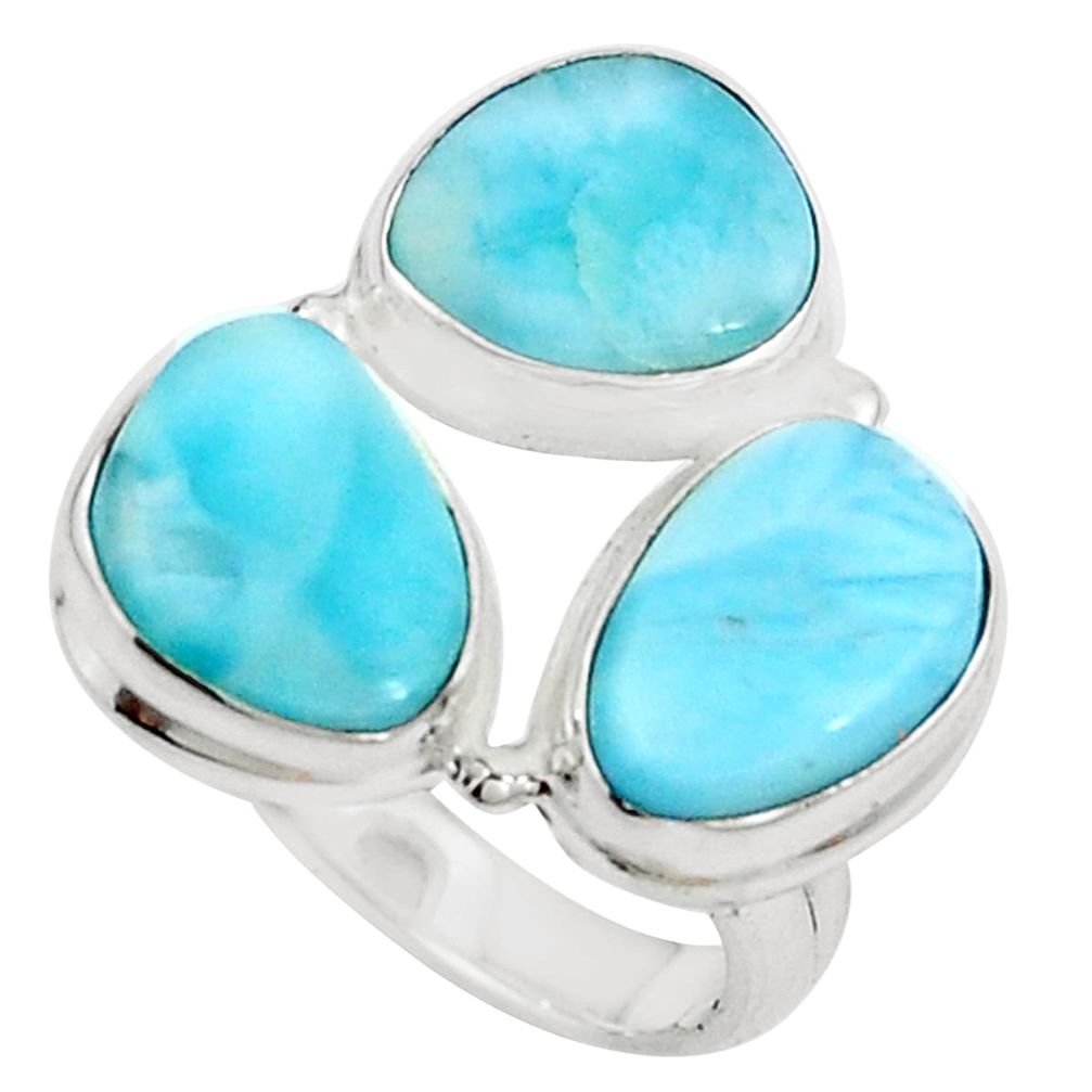 925 sterling silver natural blue larimar ring jewelry size 8 m83999