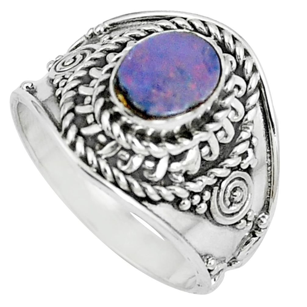 925 silver natural blue doublet opal australian ring jewelry size 8 m84160