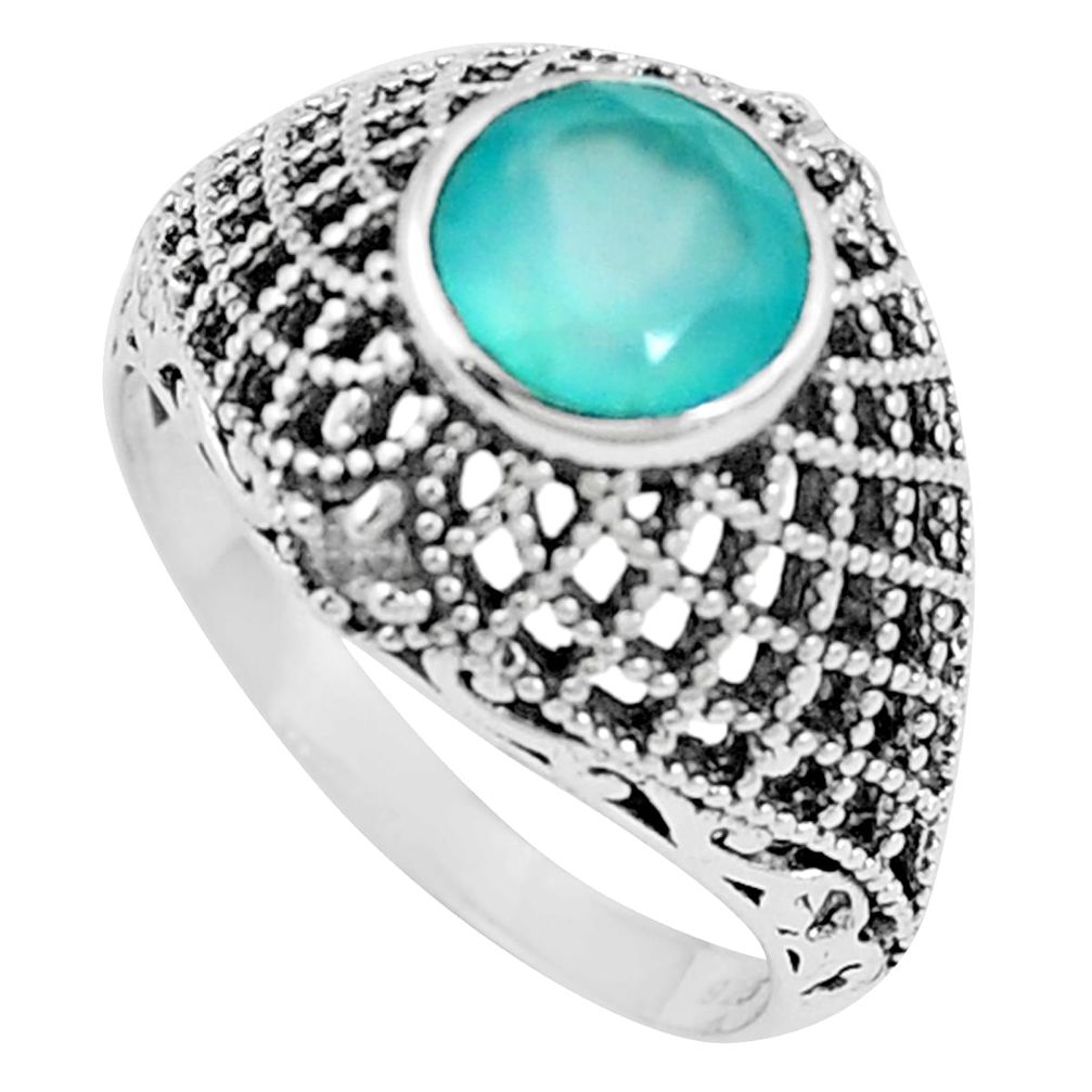 925 sterling silver natural aqua chalcedony ring jewelry size 8 m84164
