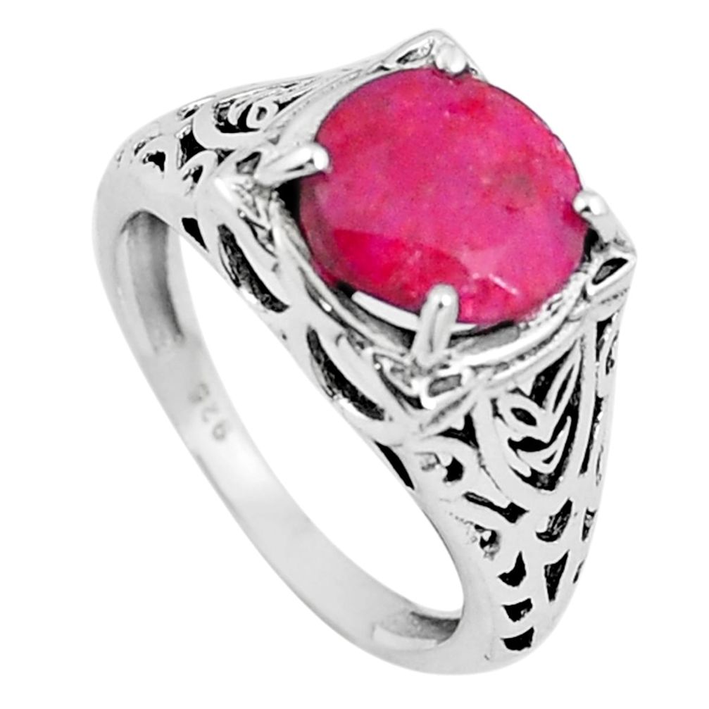 Natural red ruby 925 sterling silver ring jewelry size 6.5 m84168