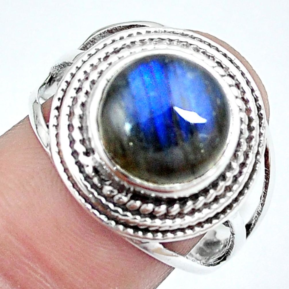 925 silver natural blue labradorite solitaire ring jewelry size 8 m84259