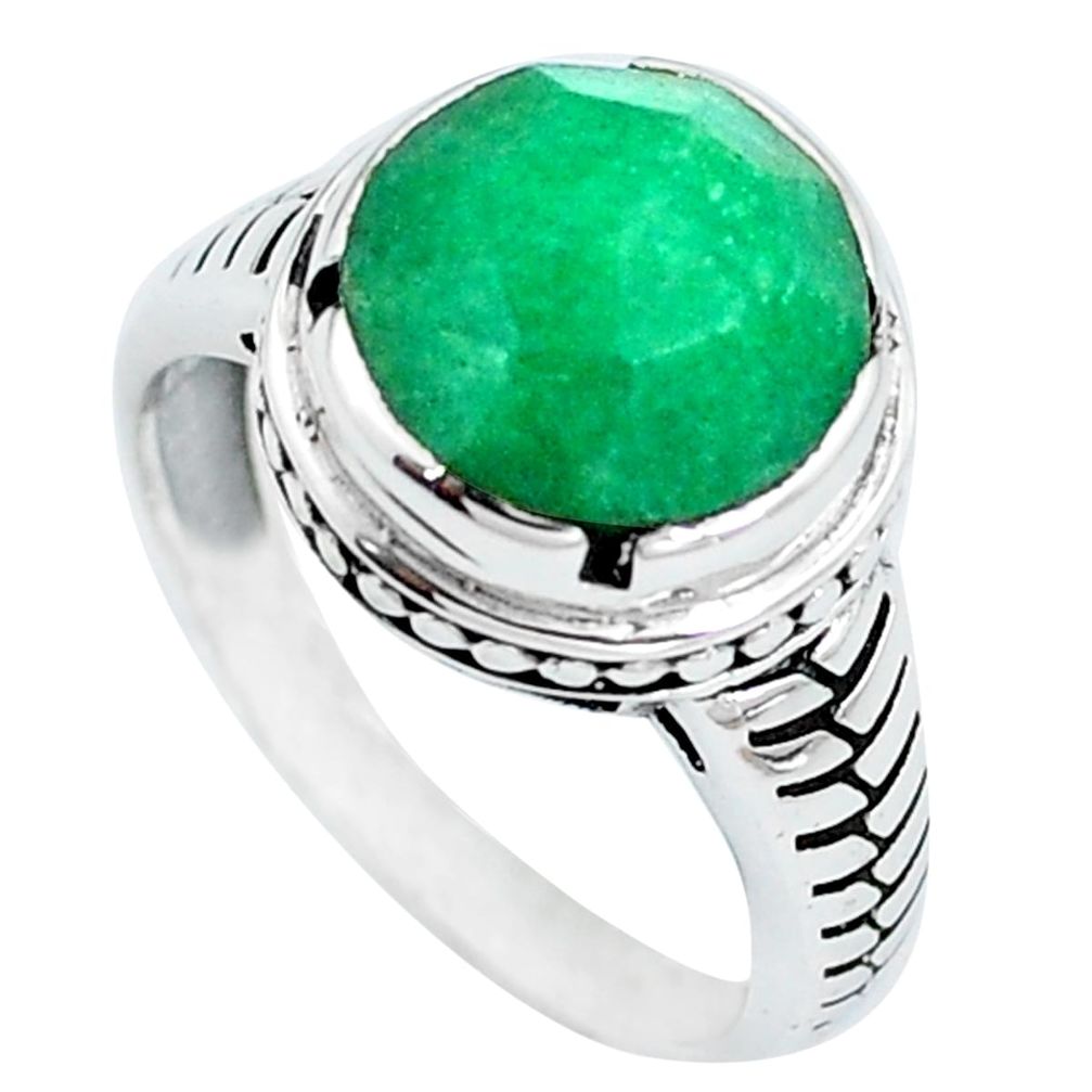 925 sterling silver natural green emerald solitaire ring size 7.5 m84264