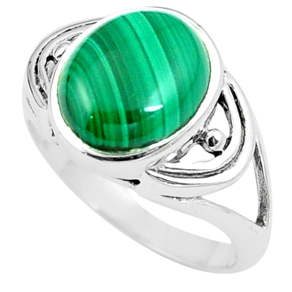 Natural green malachite (pilot's stone) 925 silver solitaire ring size 7 m84286