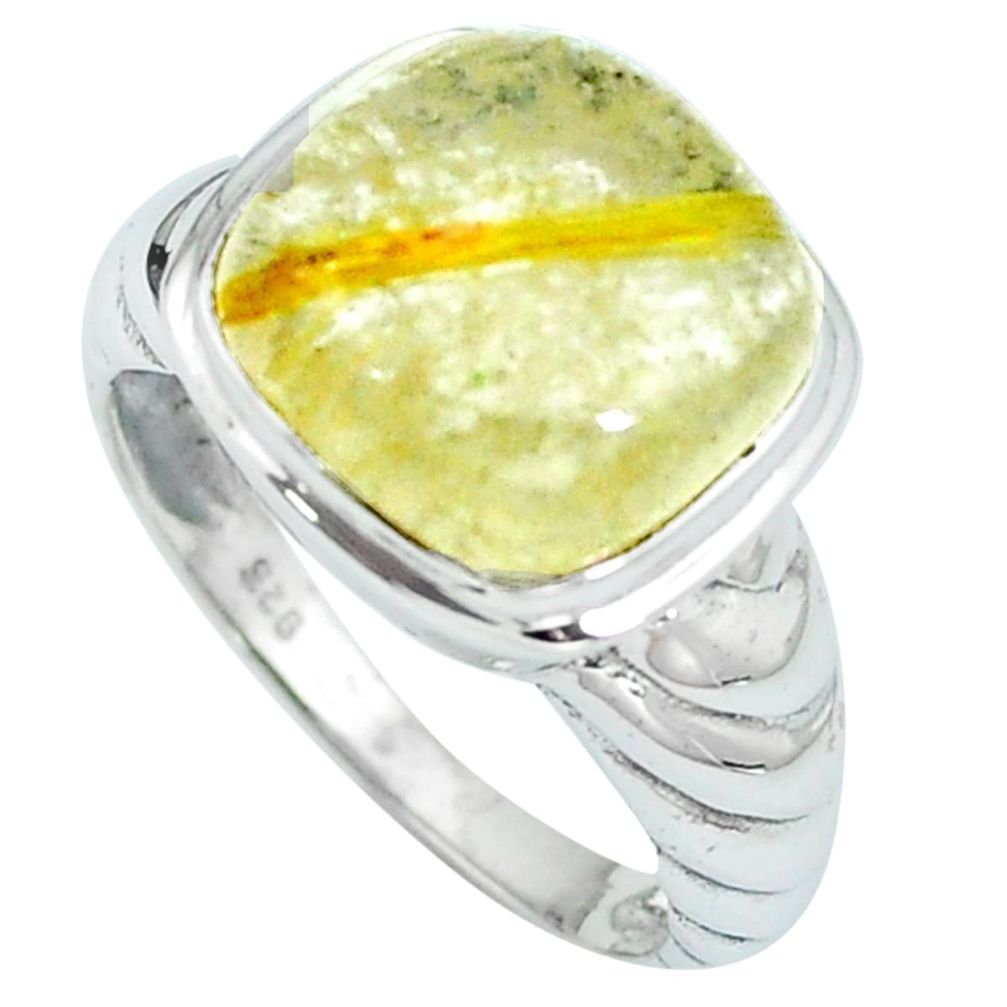 925 silver natural golden tourmaline rutile solitaire ring size 7.5 m84352