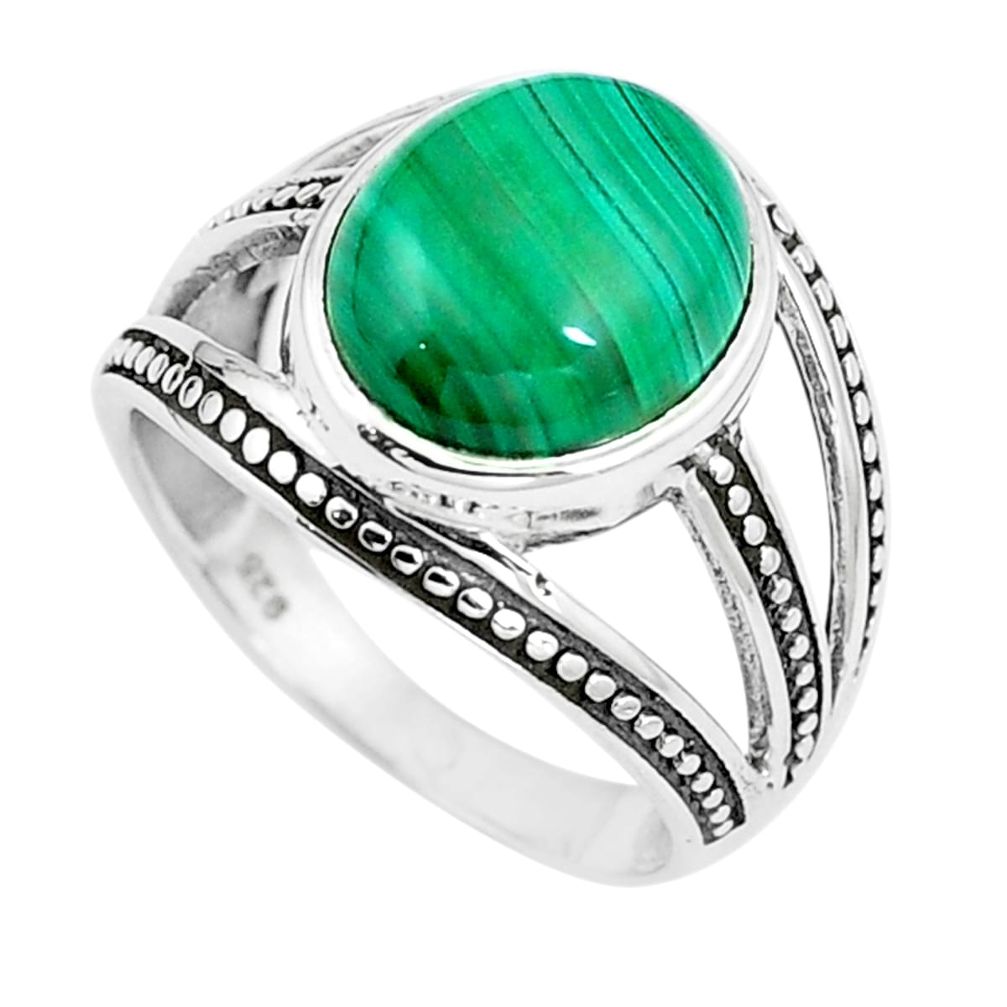 925 sterling silver natural green malachite (pilot's stone) ring size 8 m84370
