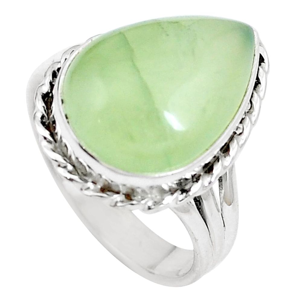 Natural green prehnite 925 sterling silver ring jewelry size 9.5 m84646