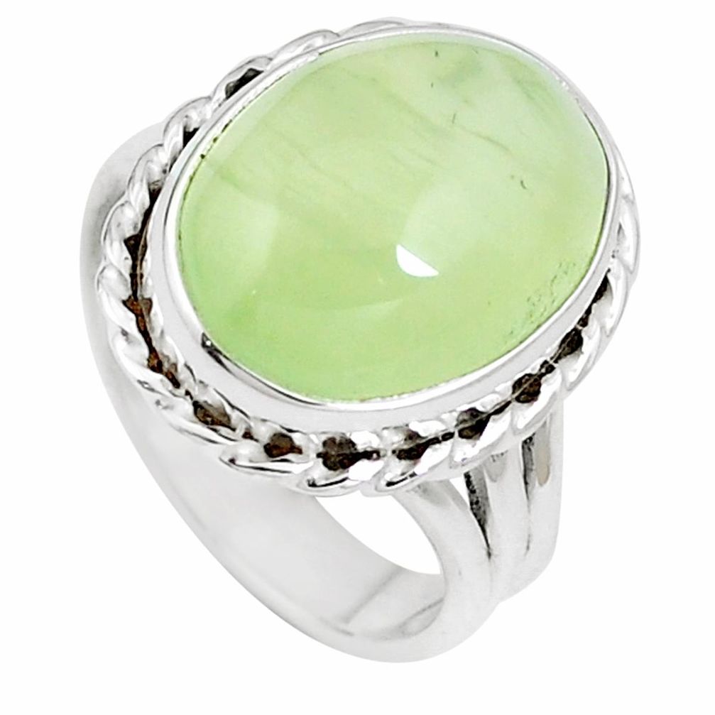 Natural green prehnite 925 sterling silver ring jewelry size 7 m84651