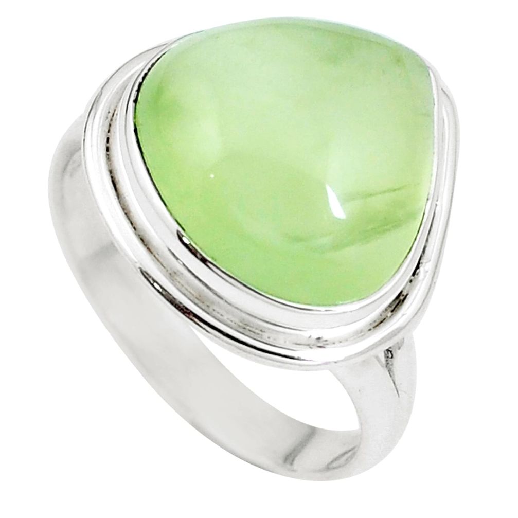 Natural green prehnite 925 sterling silver ring jewelry size 10.5 m84656