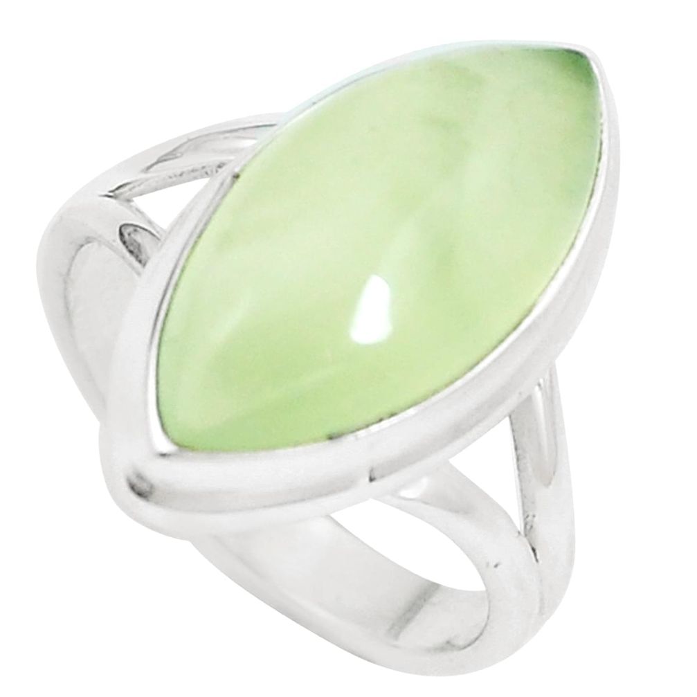 Natural green prehnite 925 sterling silver ring jewelry size 6 m84661