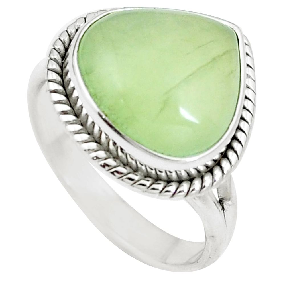 Natural green prehnite 925 sterling silver ring jewelry size 8.5 m84675