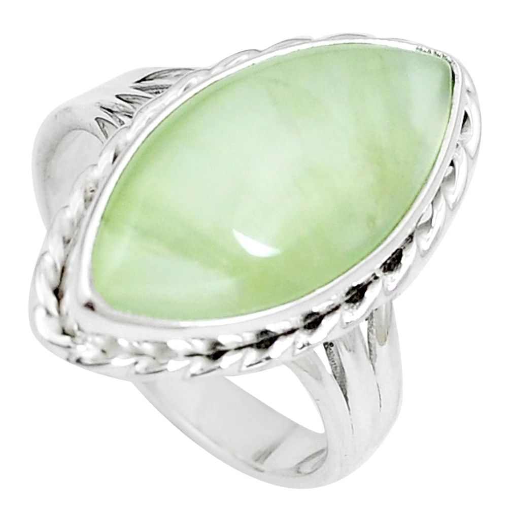 925 sterling silver natural green prehnite ring jewelry size 10 m84677