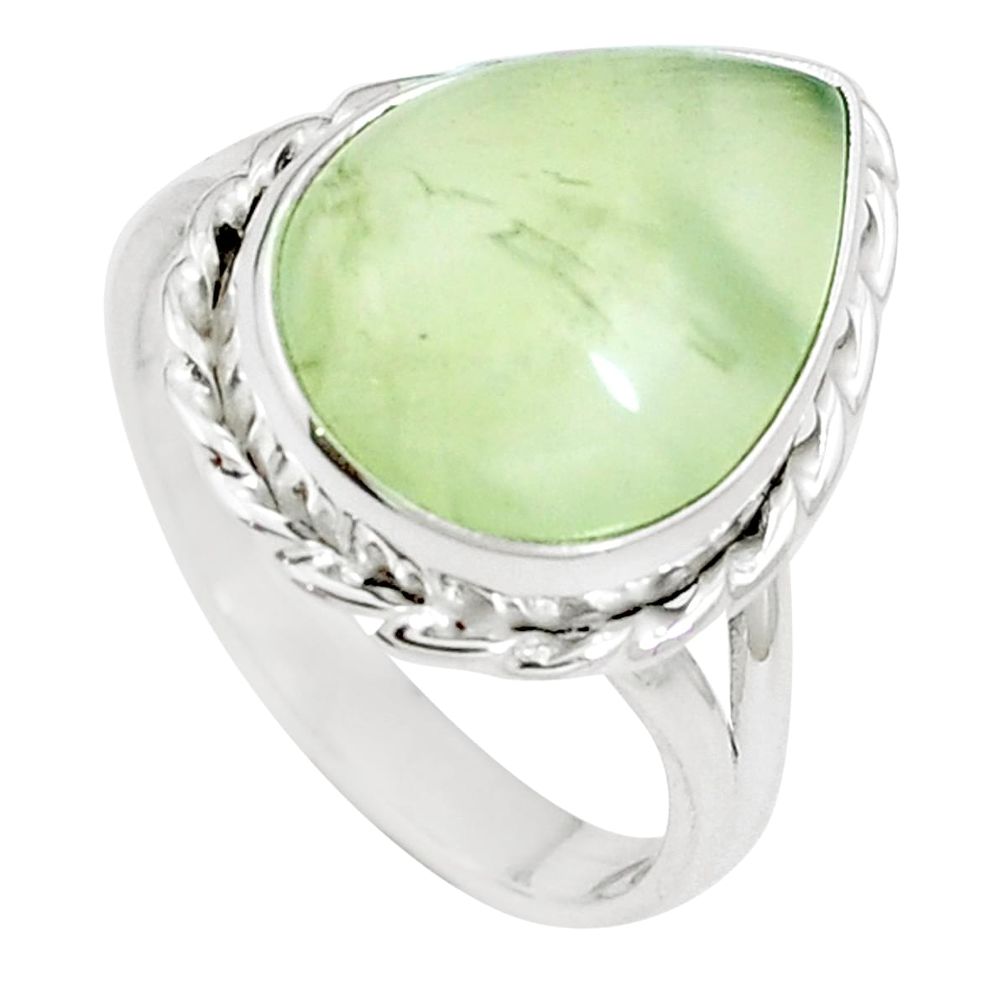 Natural green prehnite 925 sterling silver ring jewelry size 9 m84678