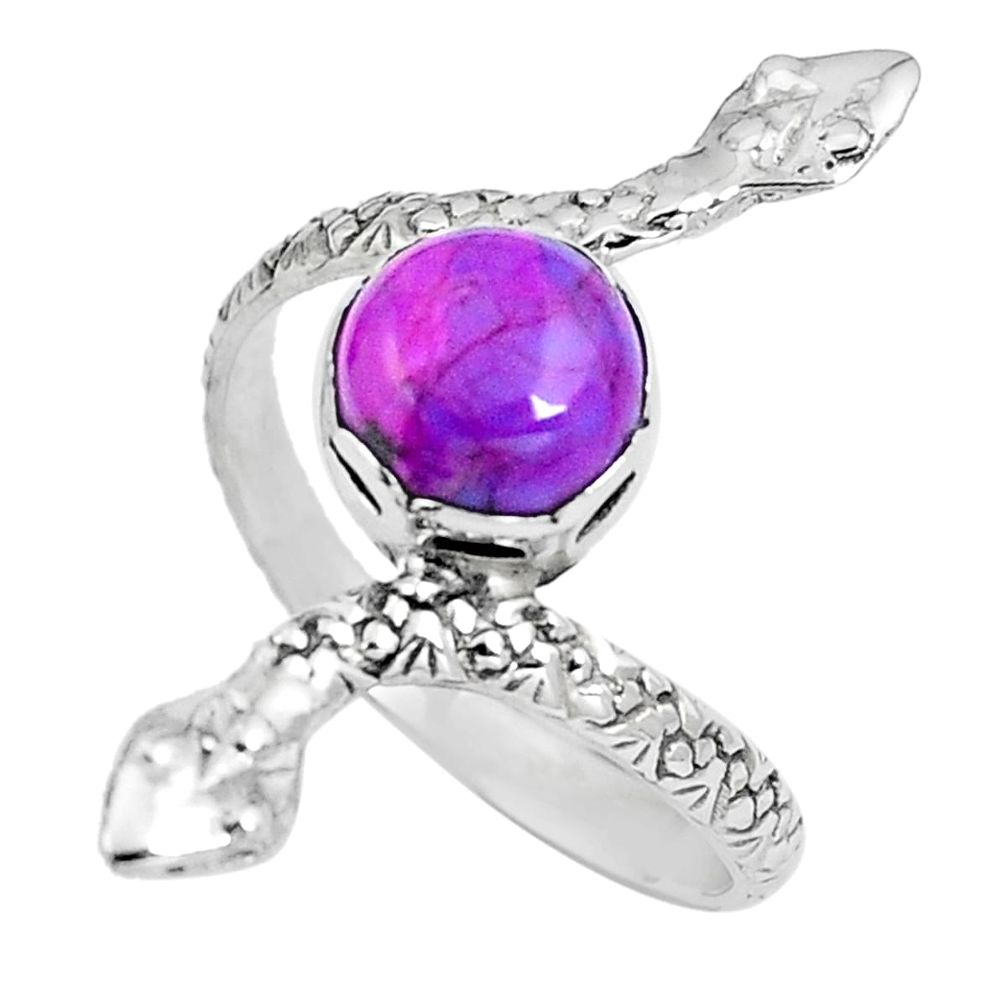 Purple copper turquoise 925 sterling silver snake solitaire ring size 9 m84790