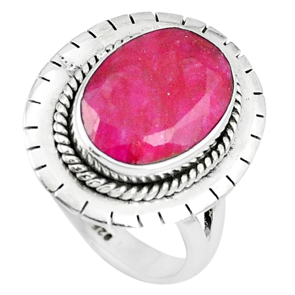 925 sterling silver natural red ruby oval shape ring jewelry size 8 m84932