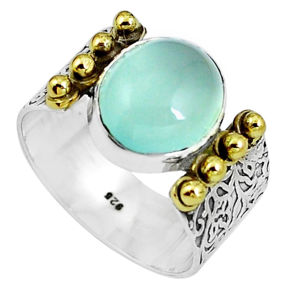 925 sterling silver natural aqua chalcedony solitaire ring size 8 m84984