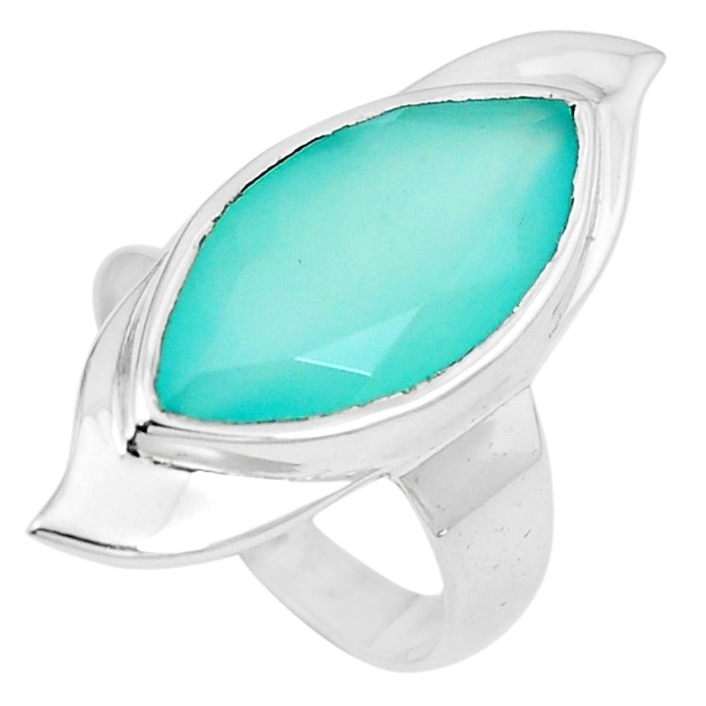 Natural aqua chalcedony 925 sterling silver ring jewelry size 7 m85053