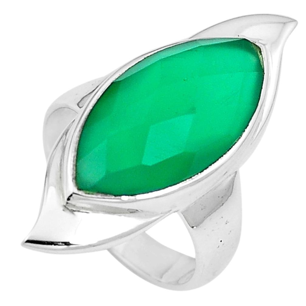 Natural green chalcedony 925 sterling silver ring jewelry size 7 m85055