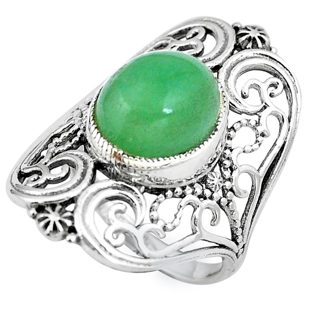 5.42cts natural green chalcedony 925 sterling silver ring jewelry size 7 m85087