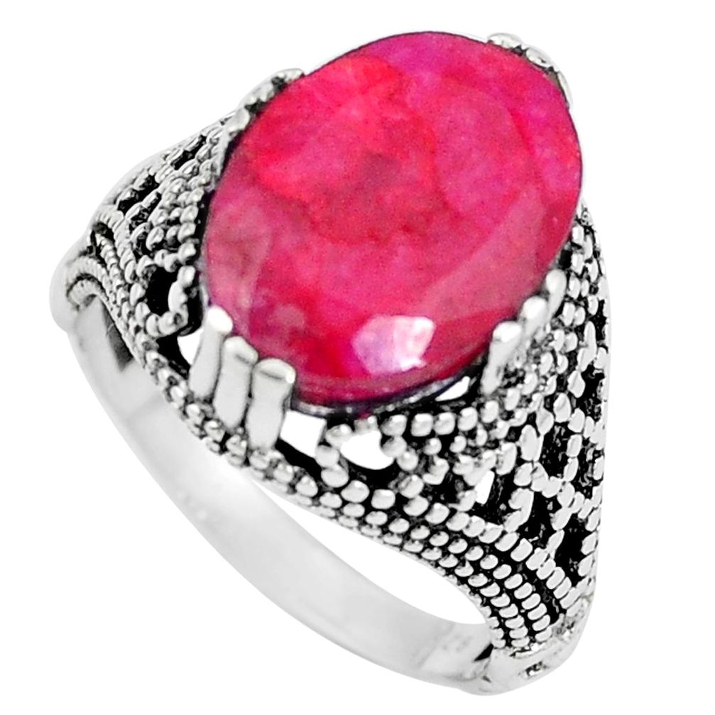 6.33cts natural red ruby 925 sterling silver ring jewelry size 8 m85089