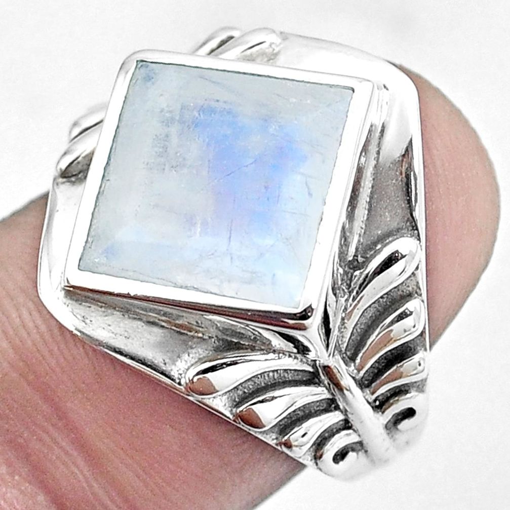 5.43cts natural rainbow moonstone 925 sterling silver ring jewelry size 7 m85118