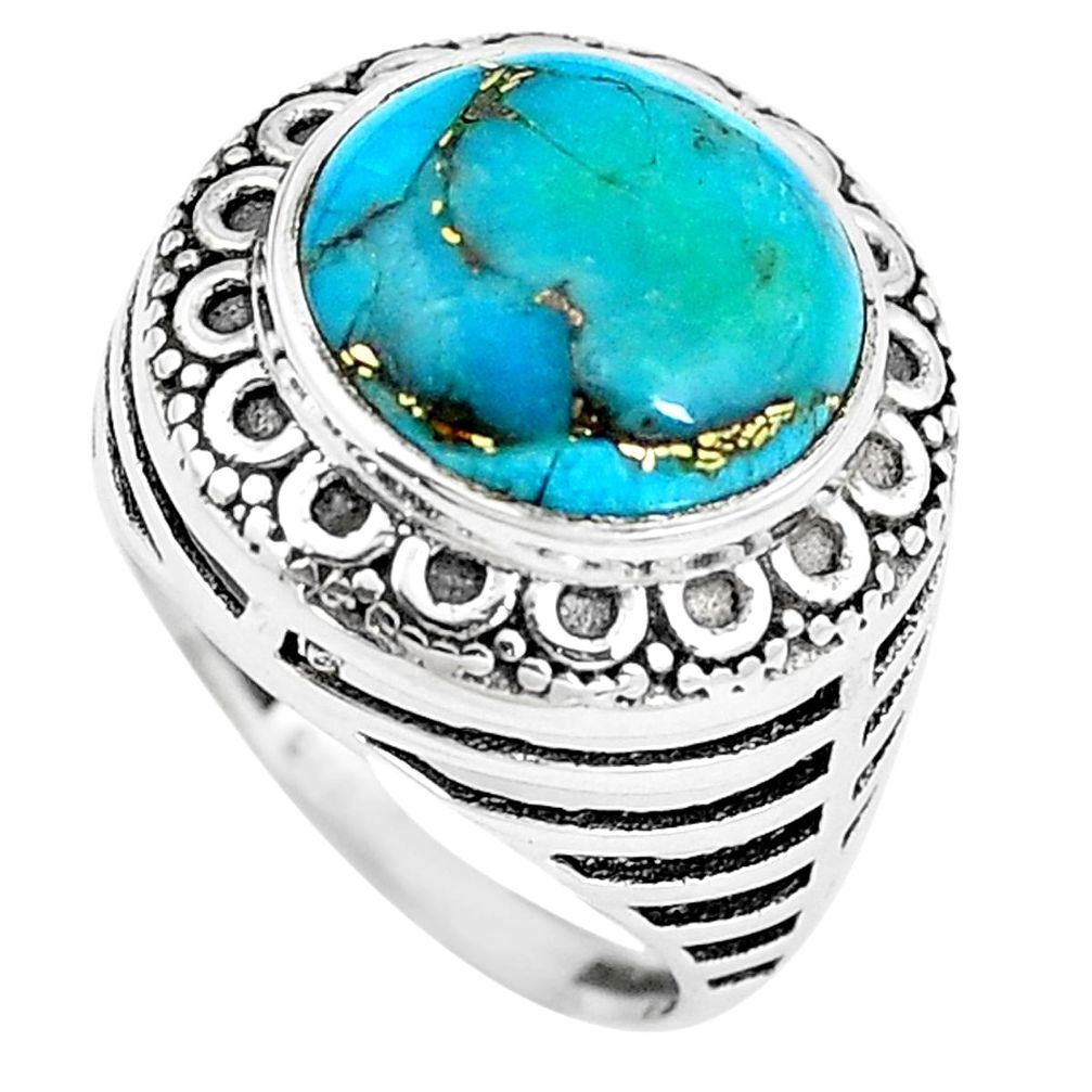 5.53cts blue copper turquoise 925 sterling silver ring jewelry size 6.5 m85130