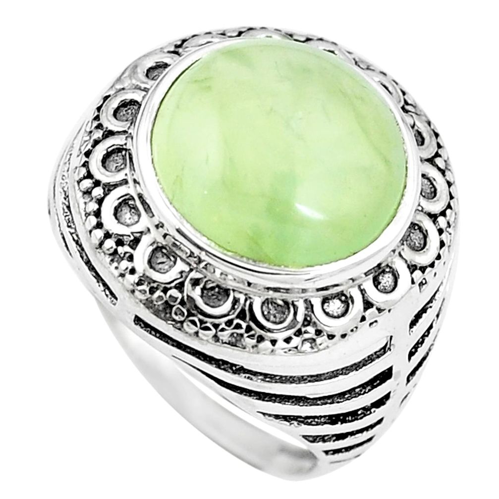 6.31cts natural green prehnite 925 sterling silver ring jewelry size 7 m85136