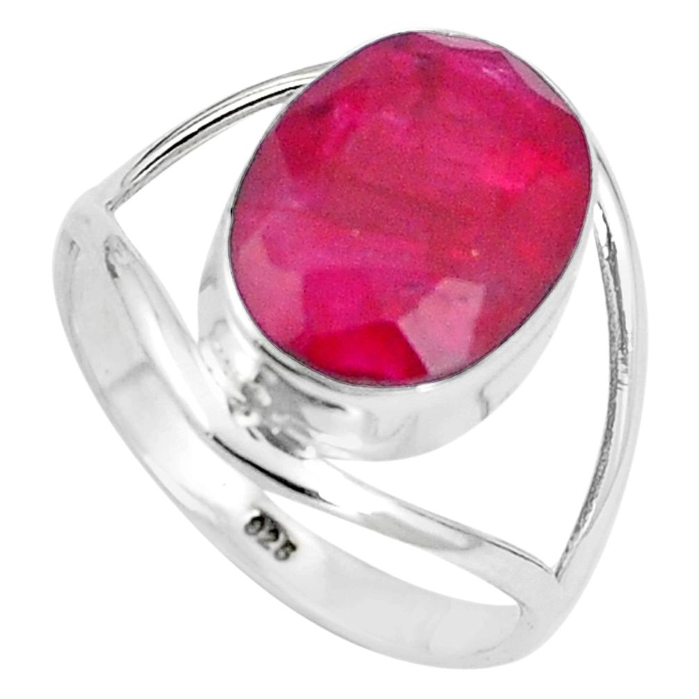 Natural red ruby 925 sterling silver solitaire ring jewelry size 8.5 m85488