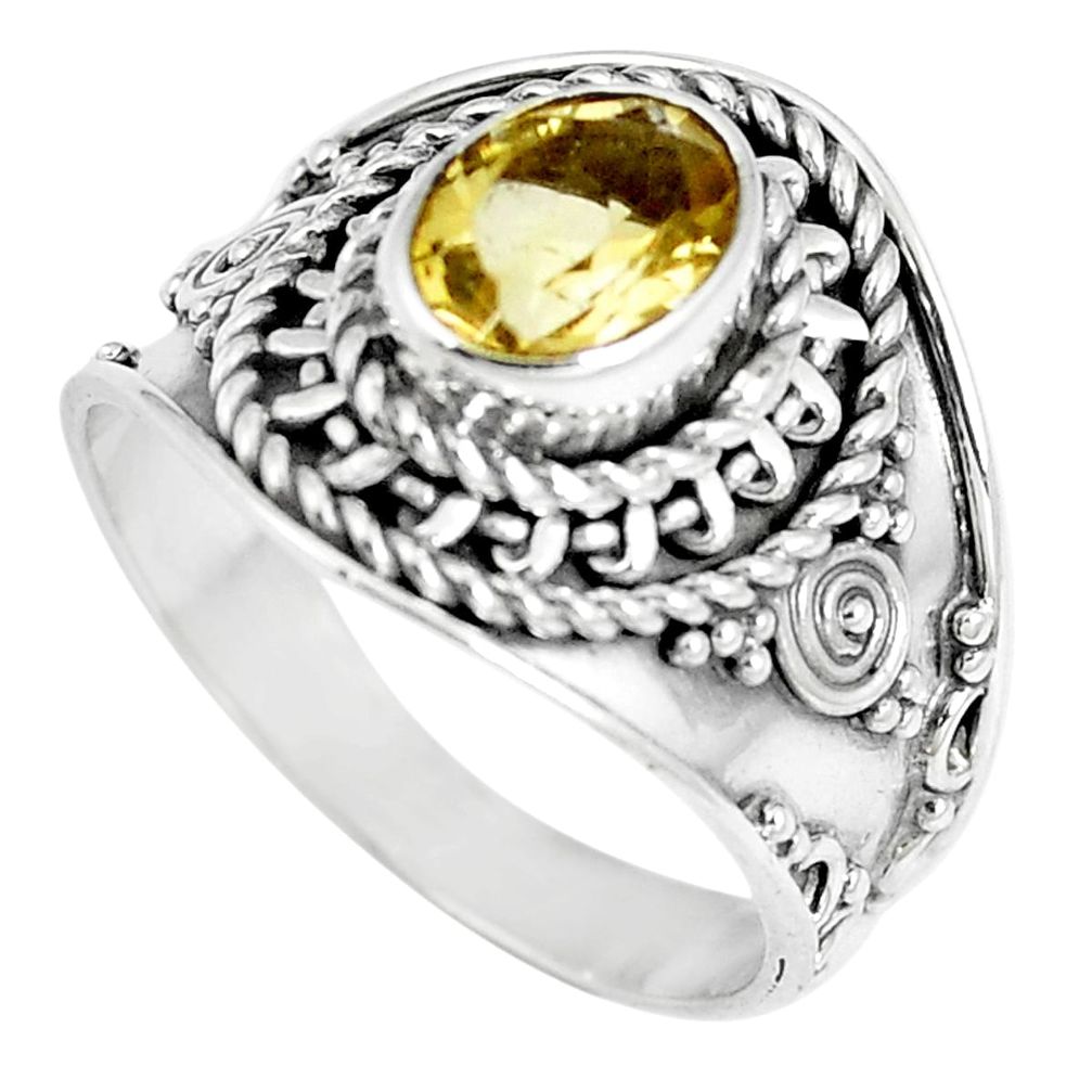 Natural yellow citrine 925 sterling silver solitaire ring jewelry size 8 m86328