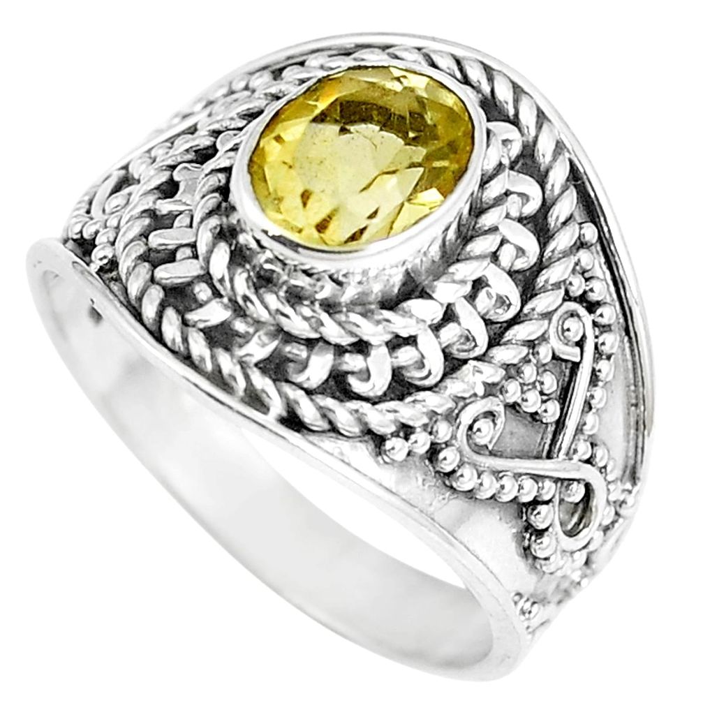 Natural yellow citrine 925 sterling silver solitaire ring jewelry size 8 m86335