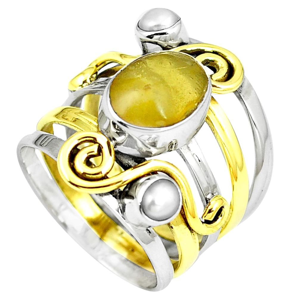 5.23cts natural yellow opal pearl 925 silver victorian ring size 8.5 m86431