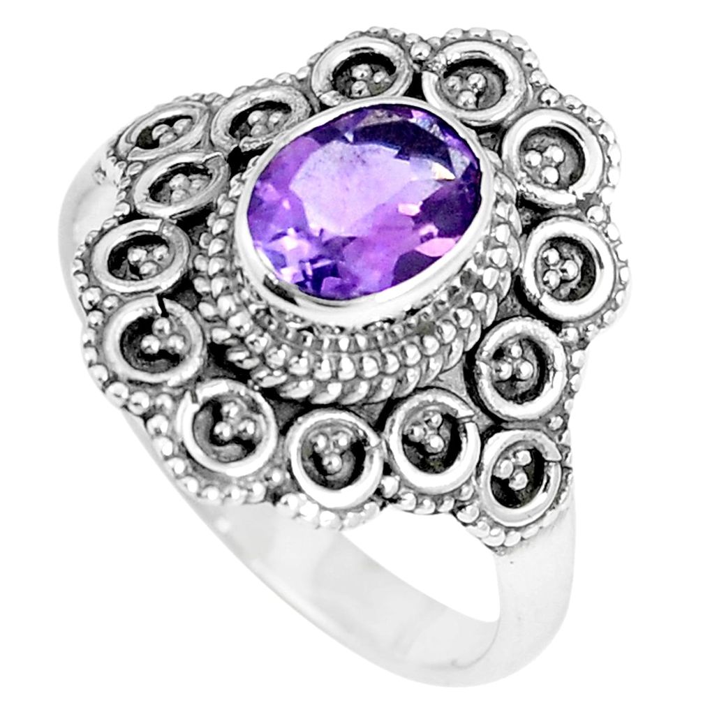 925 silver natural purple amethyst solitaire ring jewelry size 8.5 m86445