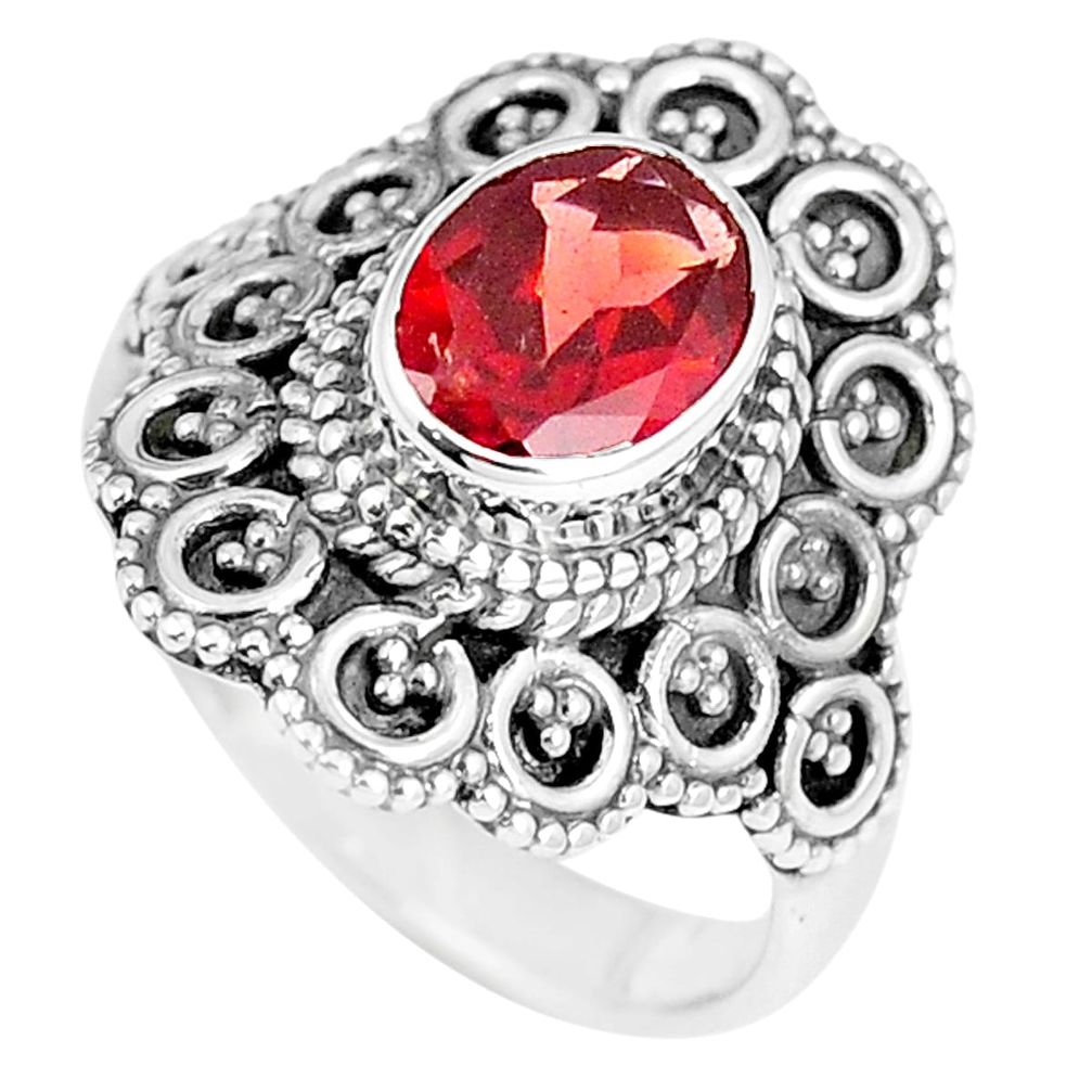 Natural red garnet 925 sterling silver solitaire ring jewelry size 5.5 m86447