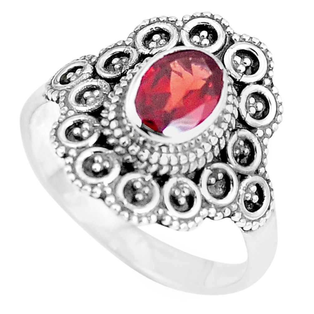 Natural red garnet 925 sterling silver solitaire ring jewelry size 9 m86451