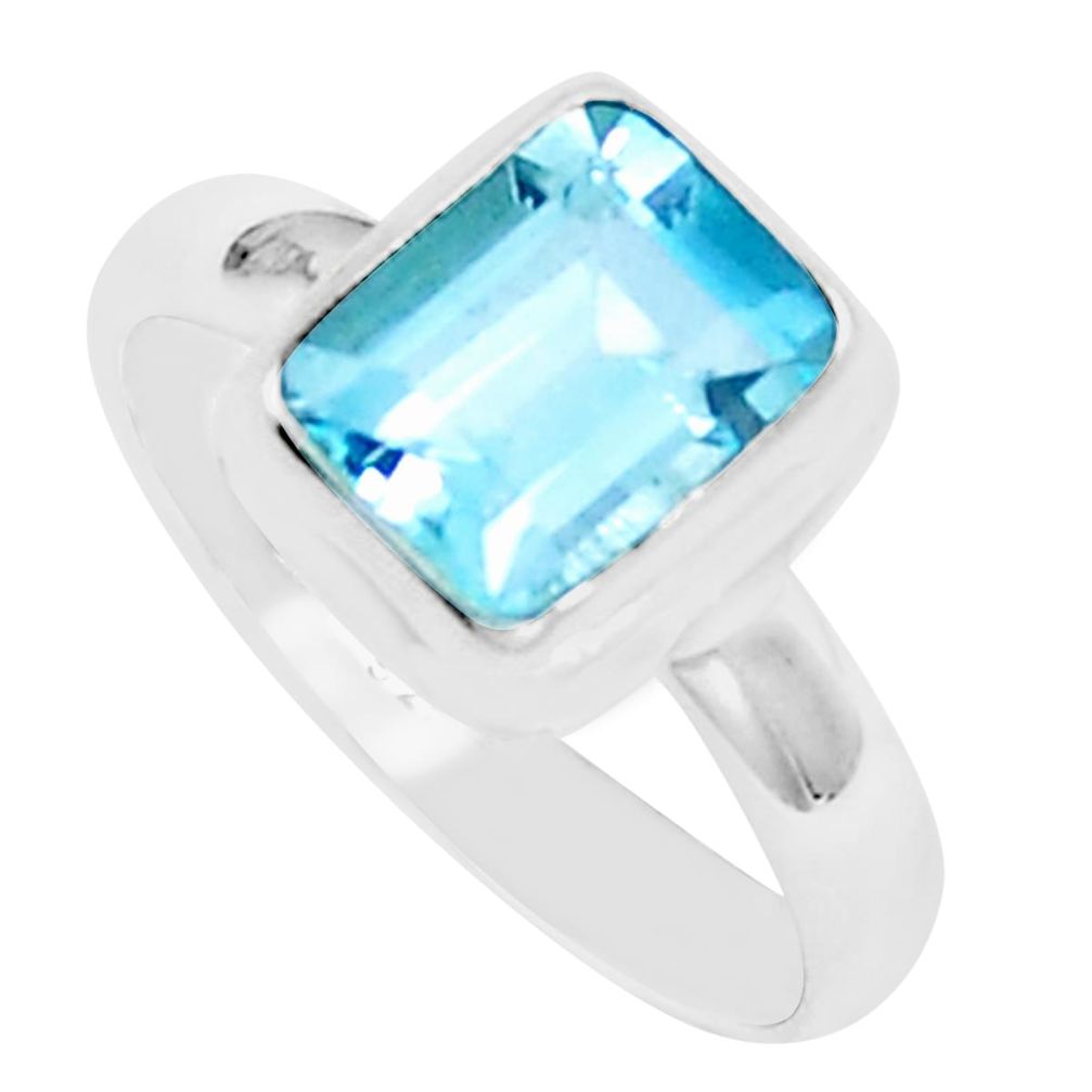 3.22cts natural blue topaz 925 sterling silver ring jewelry size 8 m86896