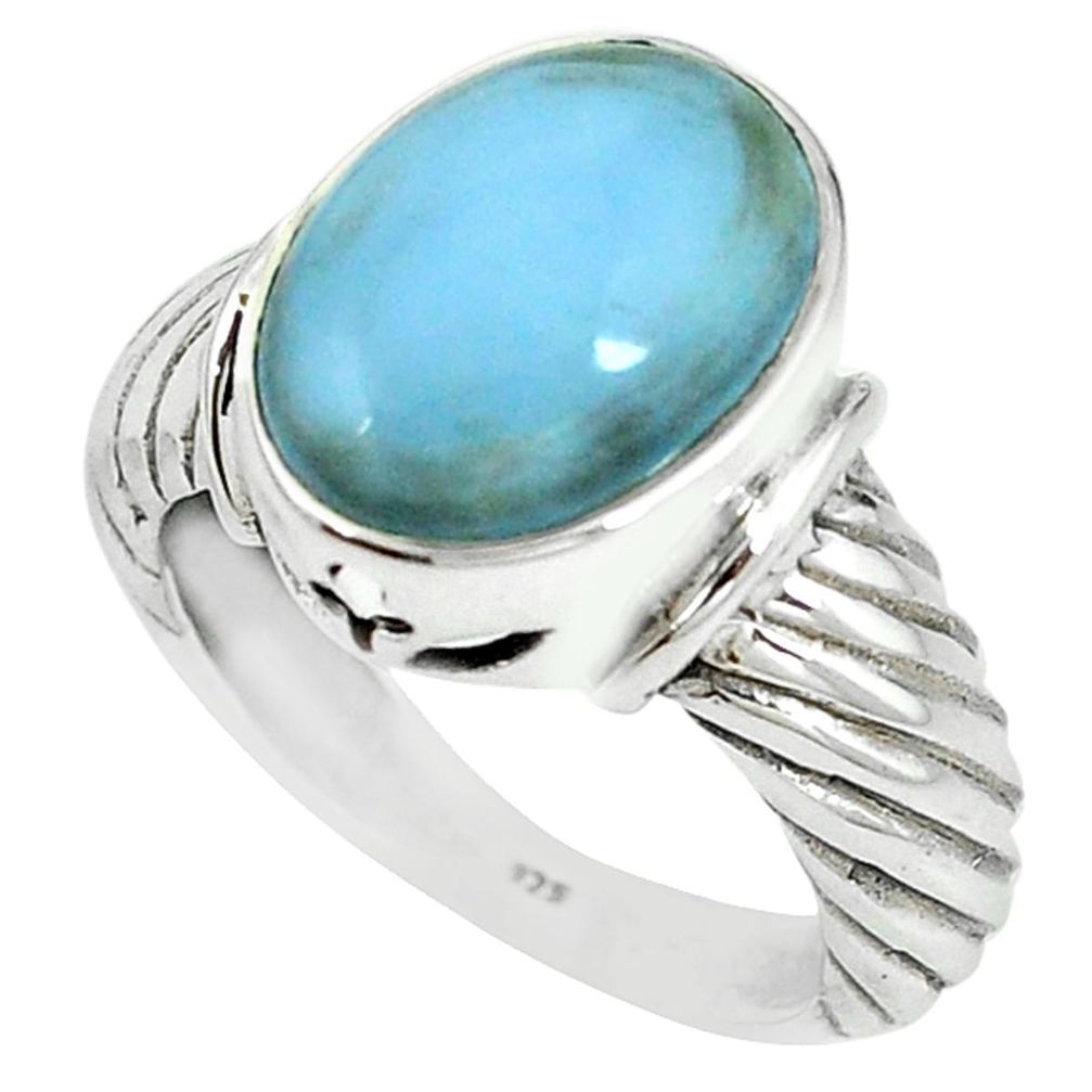 Natural blue owyhee opal 925 sterling silver solitaire ring size 8 m8725