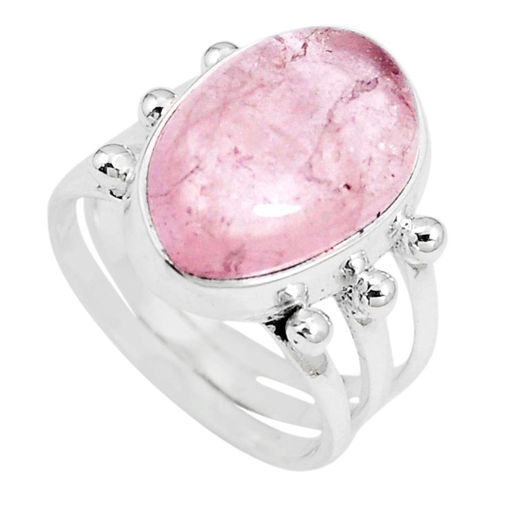 8.14cts natural pink morganite 925 sterling silver ring size 7 m87587