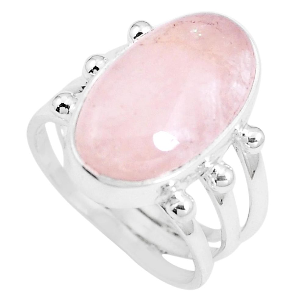7.22cts natural pink morganite 925 sterling silver ring size 6.5 m87598