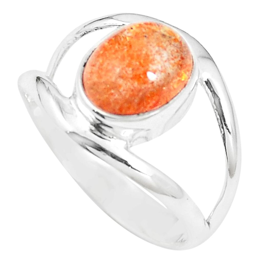 4.68cts natural sunstone (hematite feldspar) 925 silver ring size 8 m87607