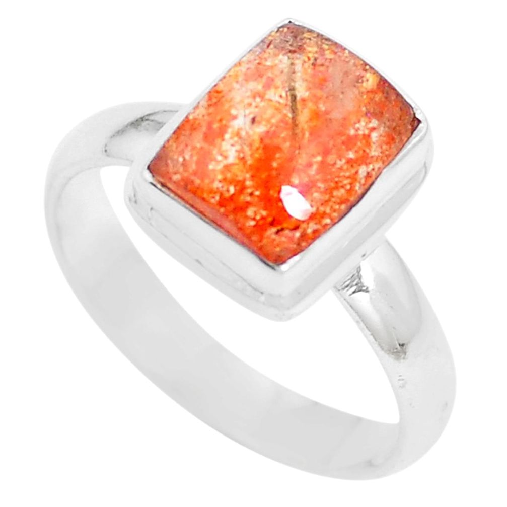 4.74cts natural sunstone (hematite feldspar) 925 silver ring size 8.5 m87615