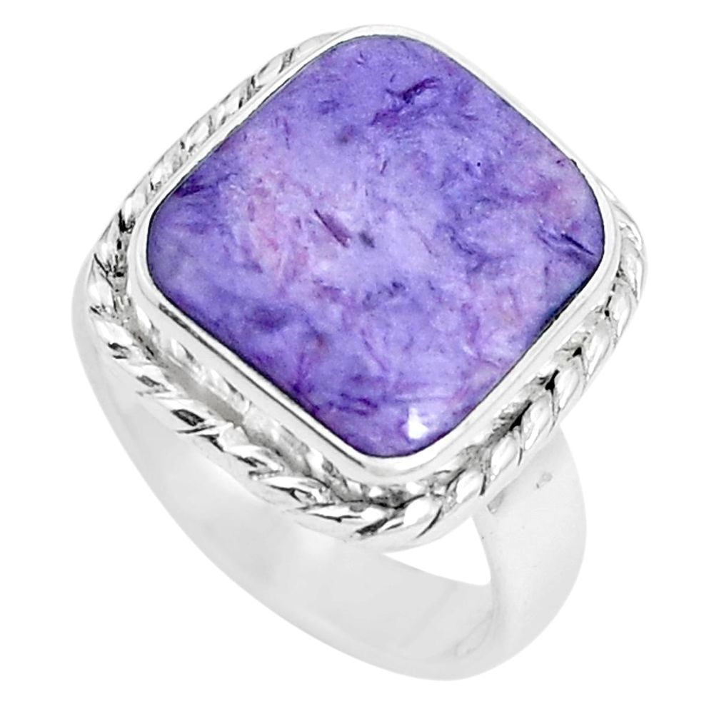 8.75cts natural purple charoite (siberian) 925 silver ring size 7 m87623