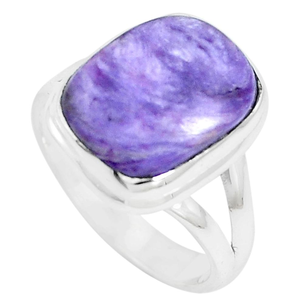 925 silver 7.12cts natural purple charoite (siberian) ring jewelry size 8 m87624