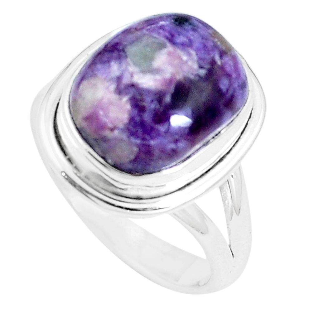 7.51cts natural purple charoite (siberian) 925 silver ring size 8.5 m87630