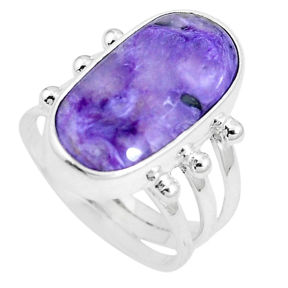 925 silver 9.04cts natural purple charoite (siberian) ring jewelry size 7 m87631